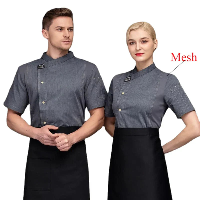 Chef Jacket Men Short Sleeve Kitchen Cook Shirts