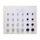 Faux Pearl Stud Earrings Set 15 Pairs Women's