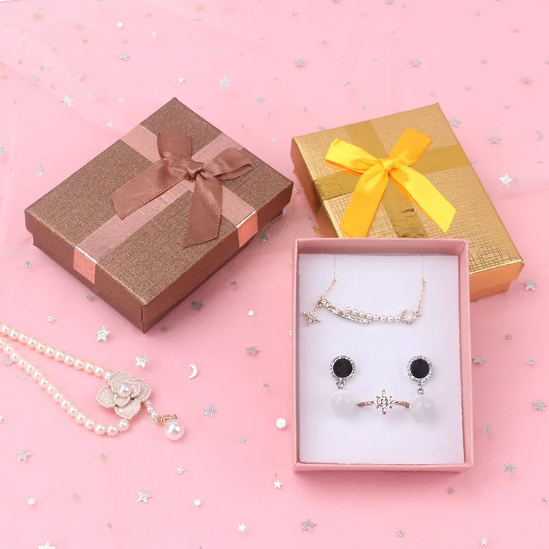 12pcs Cardboard Jewelry Set Bow Gift Box Ring