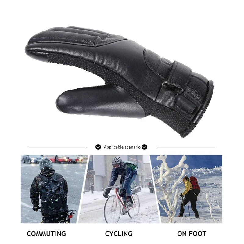 1 Pair USB Heated Motorcycle Gloves - Waterproof, Windproof, Touch Screen