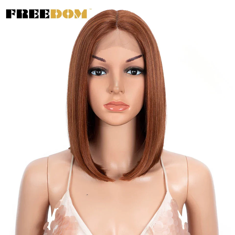 FREEDOM Straight Synthetic Lace Wigs Short Bob Ombre