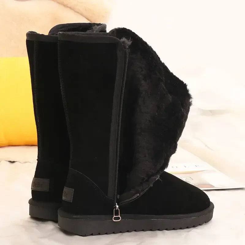 Women Suede Leather Warm Snow Boots 2022 Winter