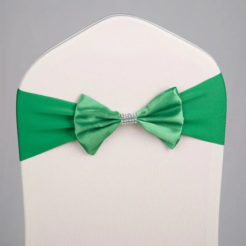 10pcs/50pcs Free Tie Wedding Satin Chair Sash Elastic
