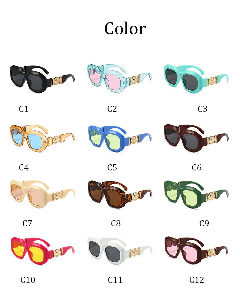 Retro Steampunk Square Sunglasses Outdoor Brand Designer For