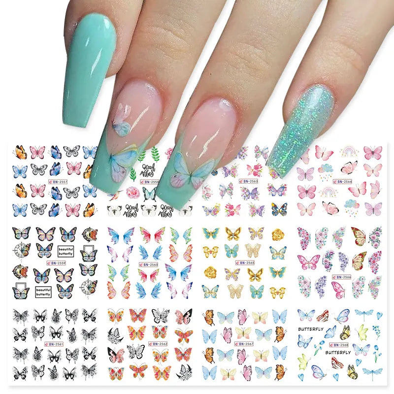 12 Designs Nail Stickers Set Mixed Floral Geometric