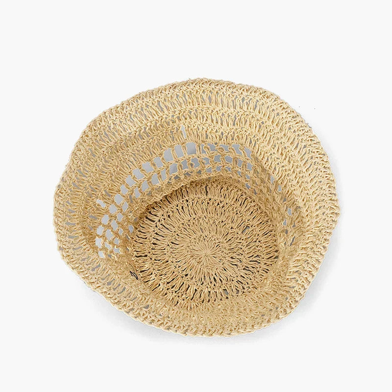 MABULA Wide Brim Women Bucket Hat Summer Straw