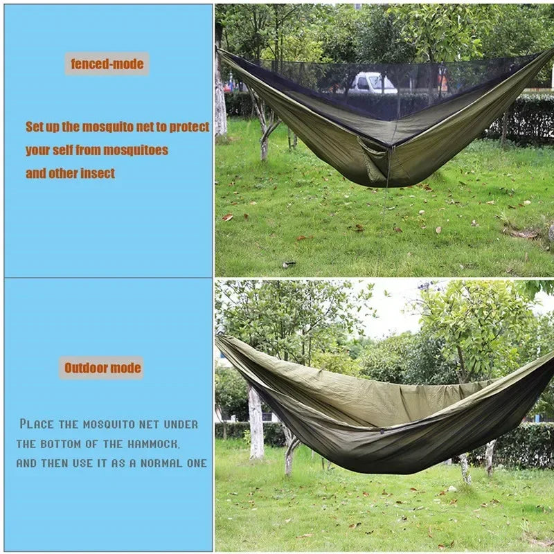 Double Travel Camping Hammock with Mosquito Net,Backpacking Portable