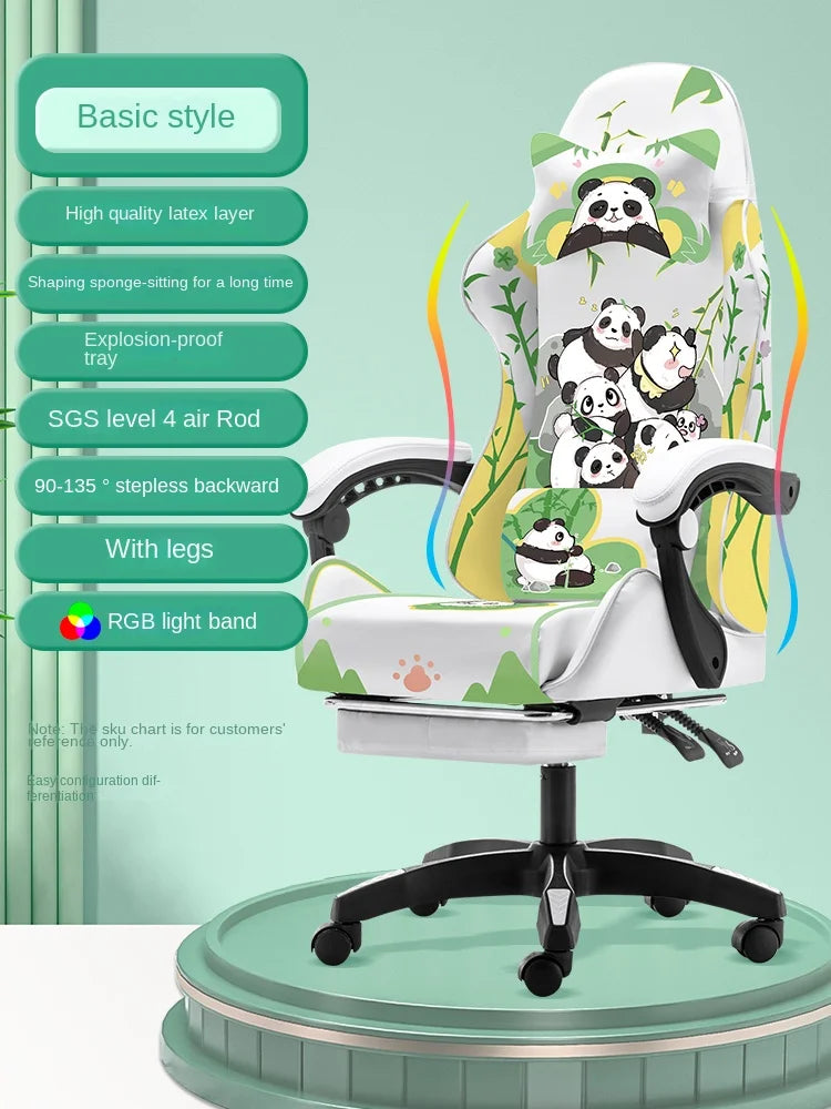 2023 Panda Gaming Chair for Girls – Adjustable Home Office Recliner