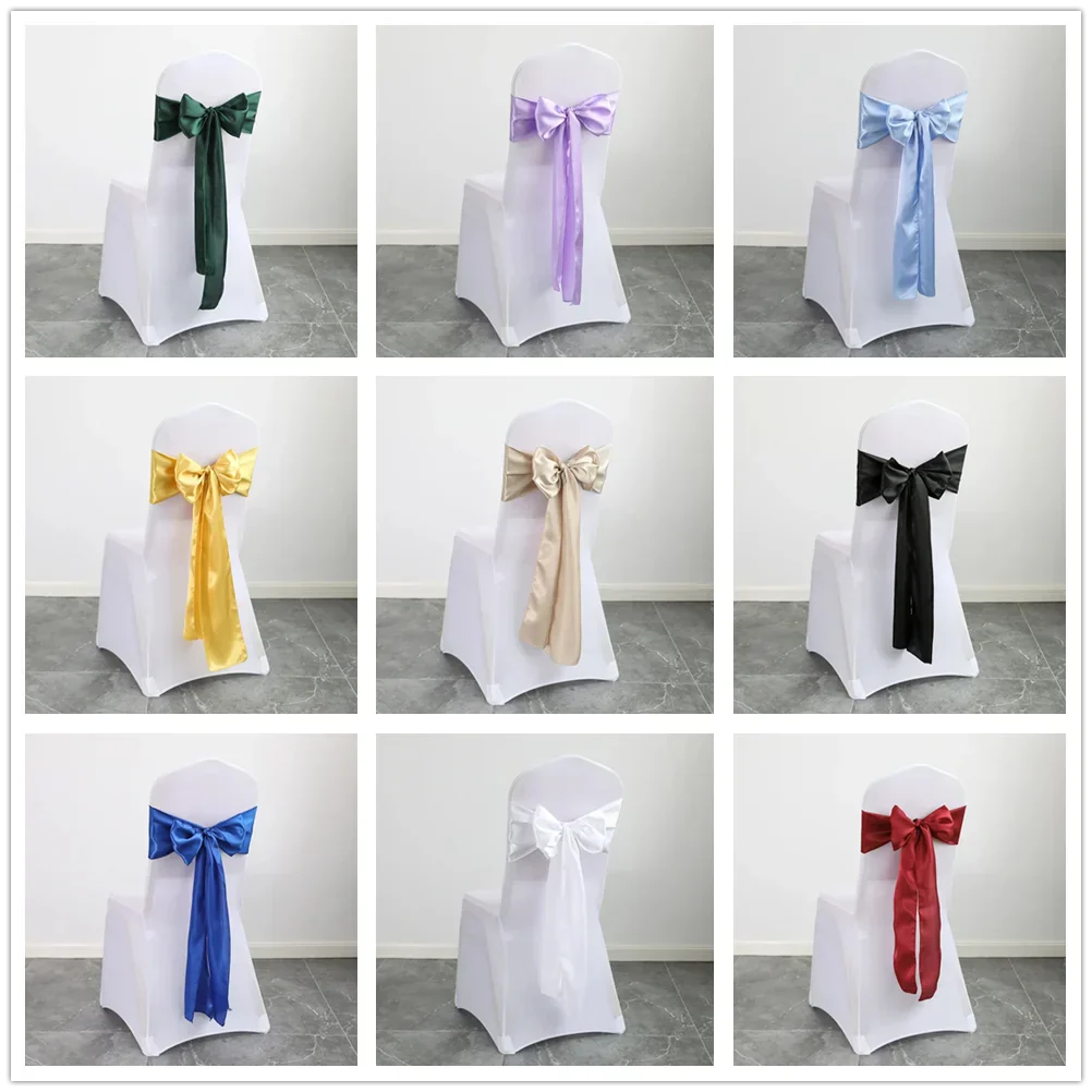 10pcs/Lot Satin Chair Sashes Bow Wedding Chair Knot