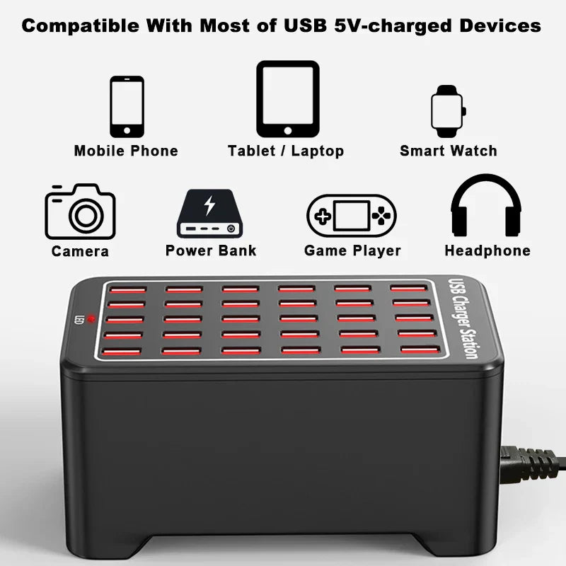 USB Charger 10 15 20 25 30 Ports