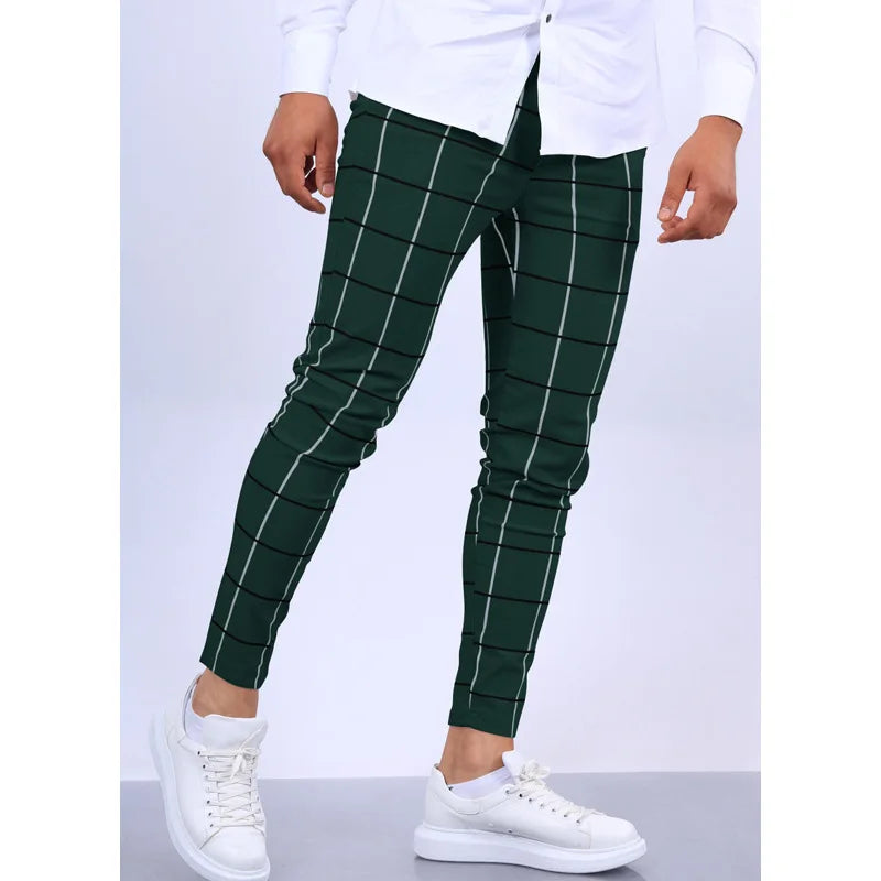 New Men's Plaid Casual Pants Stylish Comfortable Suit