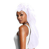 Women Satin Bonnets Adjustable Long Barrel Nightcap Solid