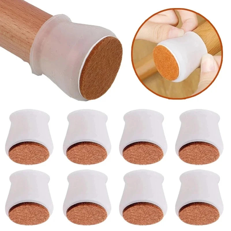 16pcs Silicone Chair Leg Cap Socks Felt Anti-Slip