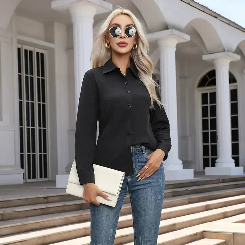 White Shirt Women Fashion Business Shirts Office Lady