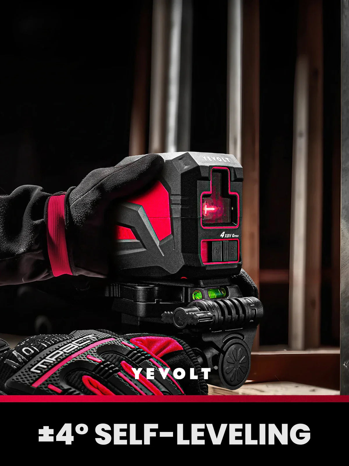 YEVOLT YVRLL4XS2/YVGLL4XS2 Red/Green Cross Line Laser Level 2-Line