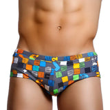 Sexy Summer Men Swimwear Swimsuits Square Graffiti Surf