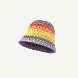 New Colorful Striped Knitted Hat for Women Spring