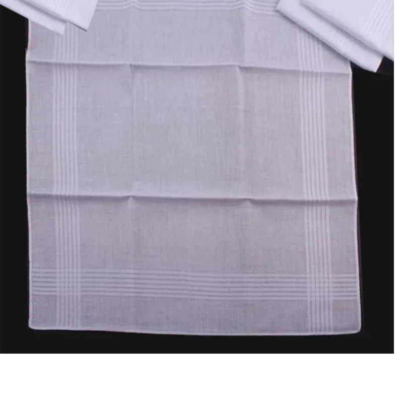 12pcs Handkerchief Men Children Cotton White Patchwork Striped