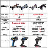 Wltoys New 124017-V8 1/12 2.4G Racing RC Cars