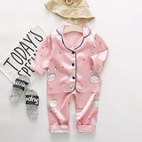 Toddler Girls Silk Satin Pajamas Sets Cartoon Kids