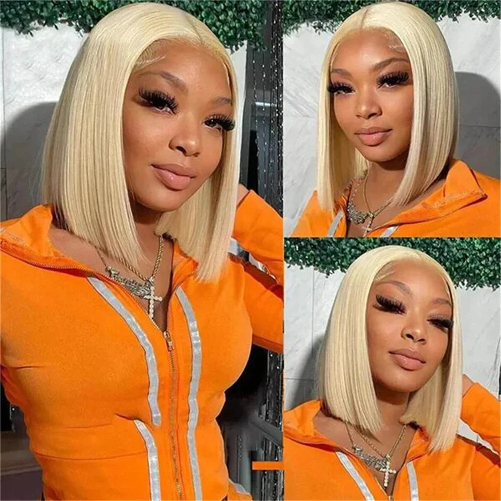 Blonde Bob Wigs Straight Short Human Hair 613