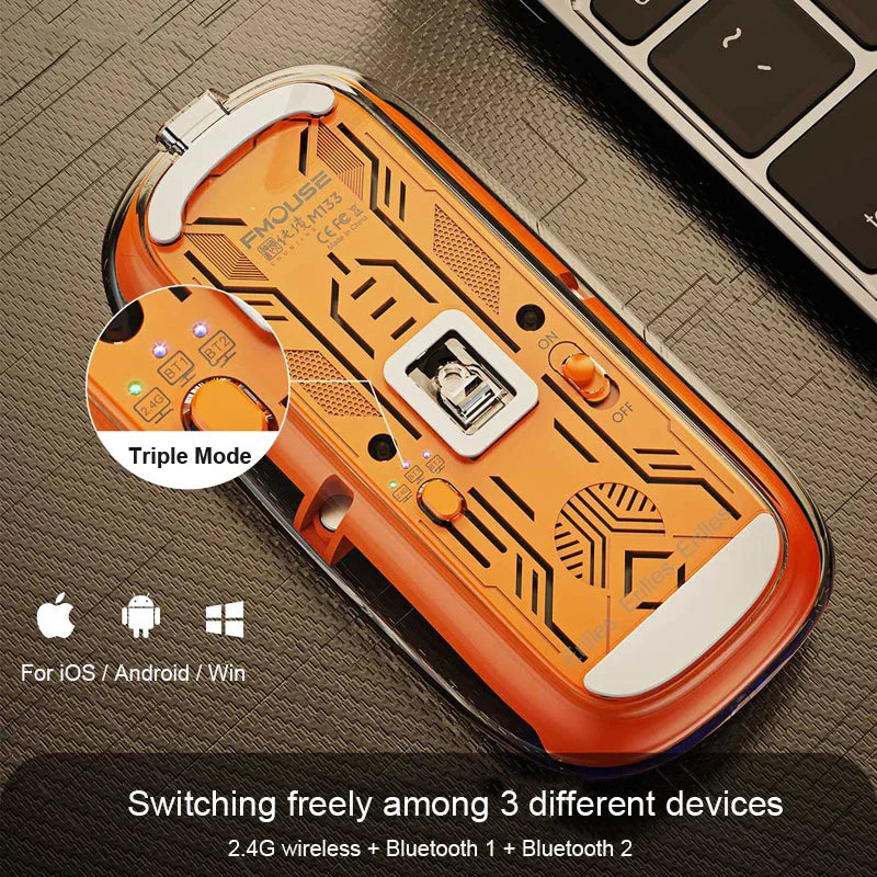 Transparent Magnetic Triple Mode Bluetooth compatible 2.4G Wireless