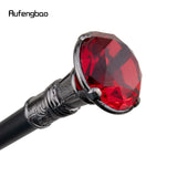 Red Diamond Single Joint Silver Walking Stick with