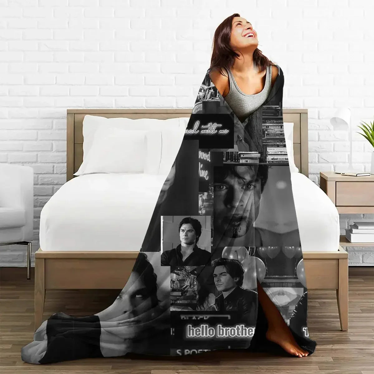 Damon Salvatore The Vampire Diaries Flannel Blankets Vintage