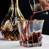 Whiskey Glass Tumblers Set Gold Line Wine Whisky