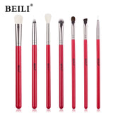 BEILI Red Eye Makeup Brushes Set Professional Natural