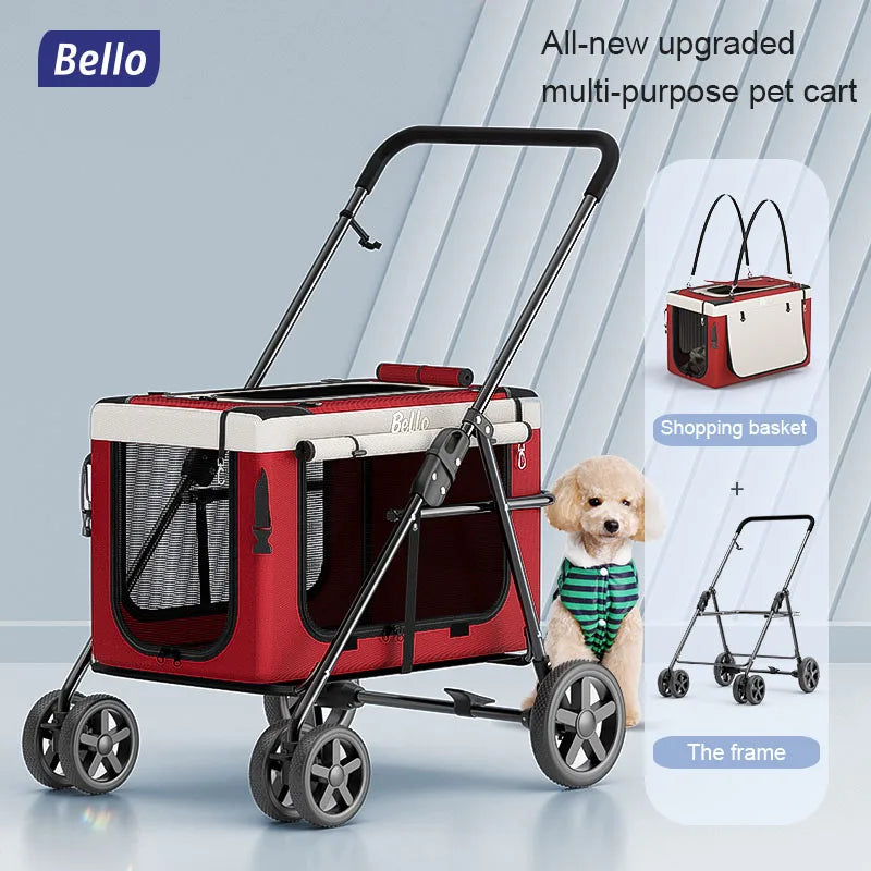 Bello Pet Strollers Folding Trolley Lightweight Pets Cat