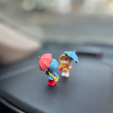 4PCS Cute Umbrella Couple Car Interior Decoration Action