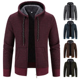 Male Knitted Casual Jackets with Hood Men's Sweater