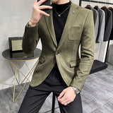 Deerskin Leather Jacket Blazer Men Casual Slim Fit