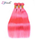 Elfriede #Pink Straight Colored Hair Bundles with Frontal