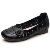 Fashion White Cutout Shallow Flats Woman Designer Floral