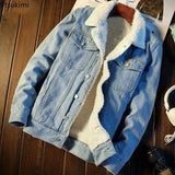 New 2024 Men's Warm Denim Jackets Fashion Men