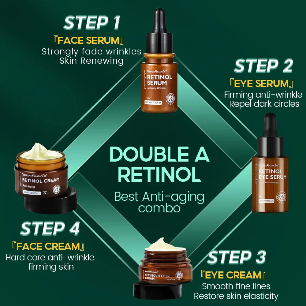 VIBRANT GLAMOUR Retinol Face Eye Cream Serum 4PCS/Set