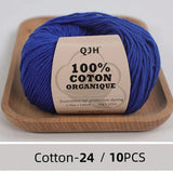QJH 10PCS 100% Organic Cotton Yarn Pure/Mixed Color