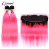 Elfriede 1BPink Straight Ombre Colored Hair Bundles with