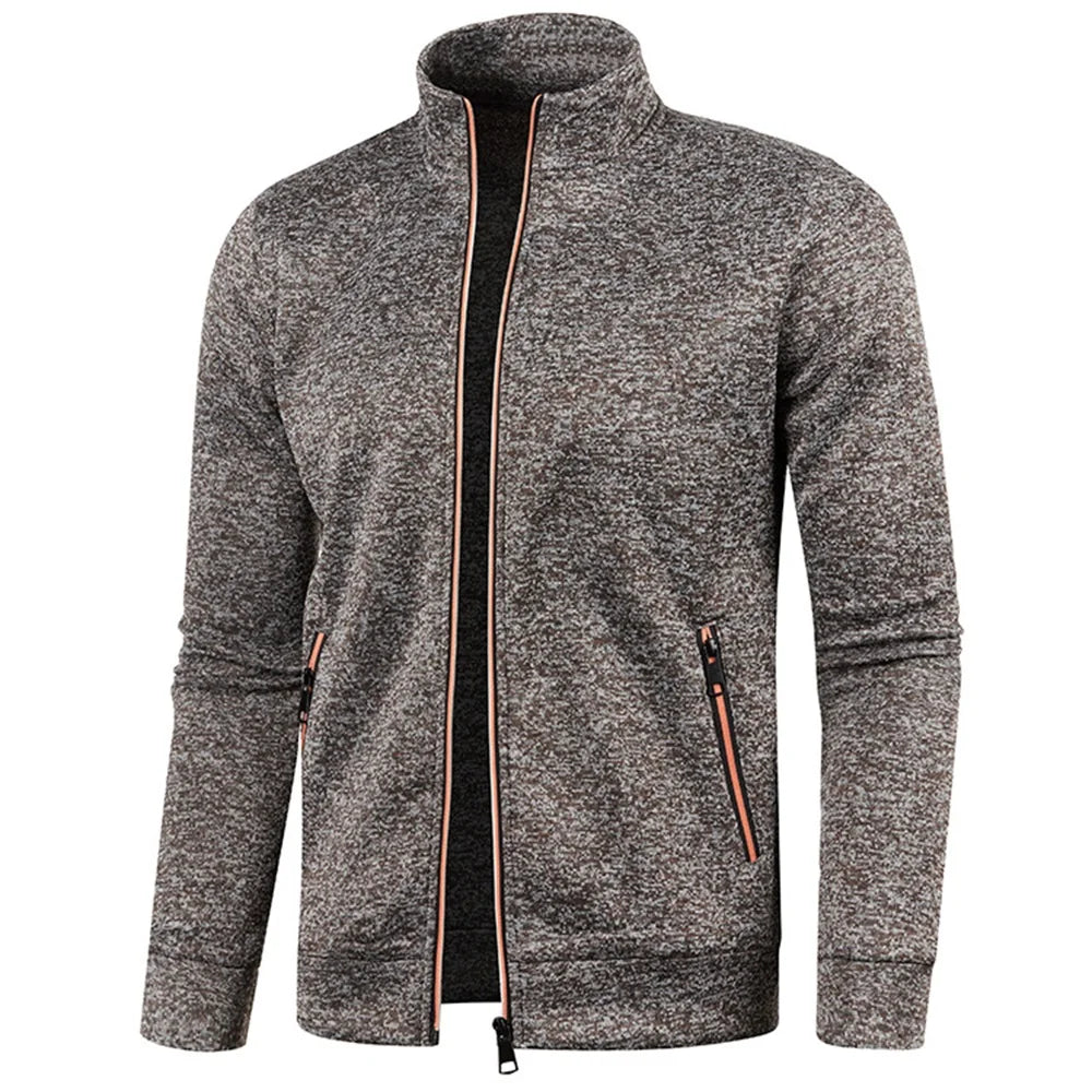 New Men's Thicken Jacket Casual Zipper Stand Collar