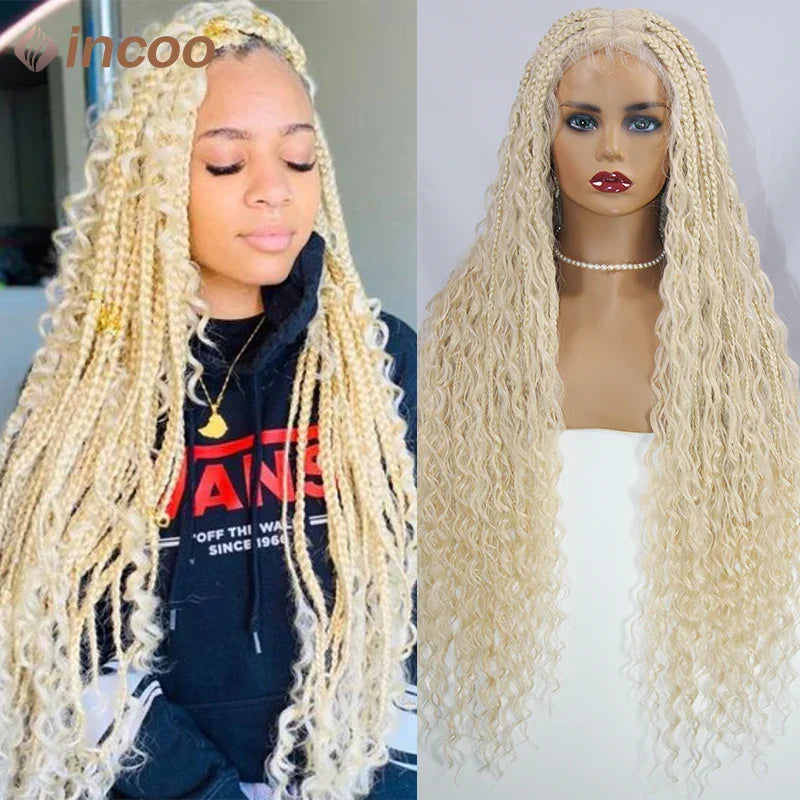 32" Full Lace Front Boho Box Braided Wigs