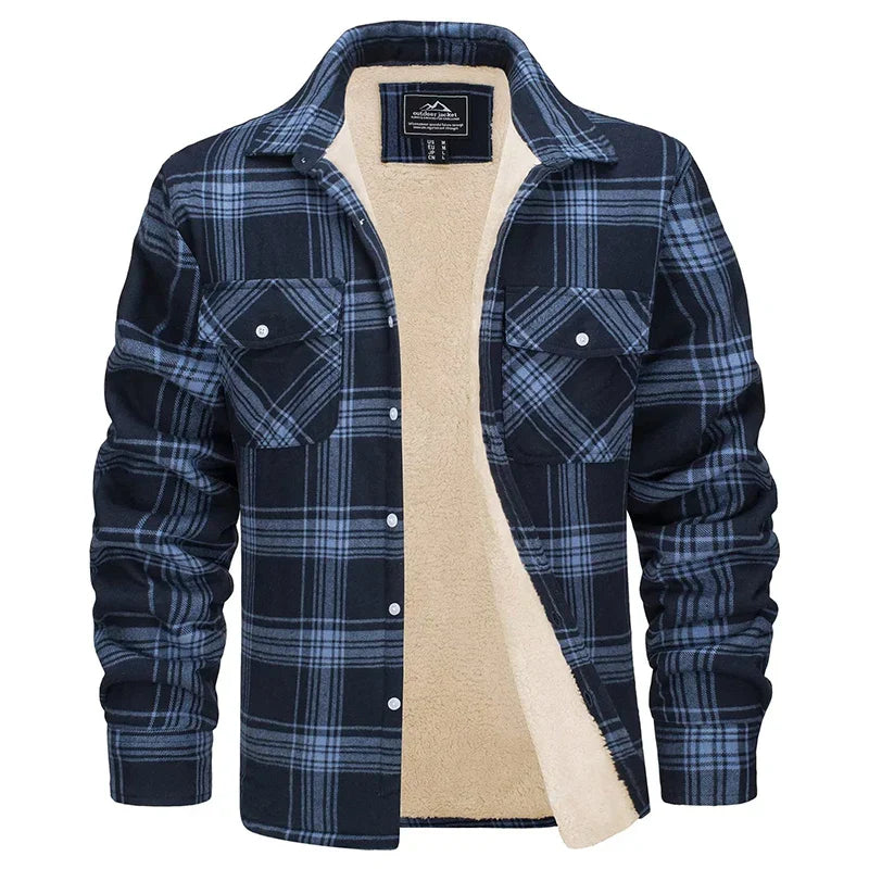 MAGCOMSEN Men's Fleece Plaid Flannel Shirt Jacket Button