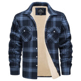 MAGCOMSEN Men's Fleece Plaid Flannel Shirt Jacket Button