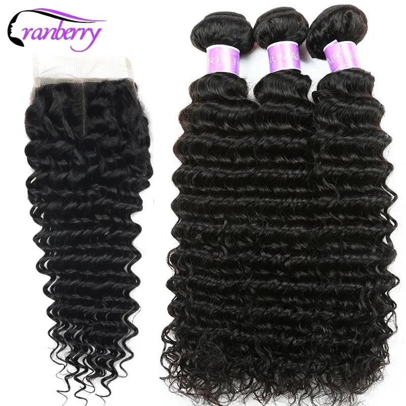 CRANBERRY Hair Deep Wave Human Hair Bundles With