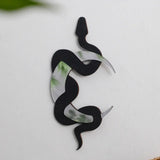 White Black Wooden Snake Crescent Moon Mirror Hanging