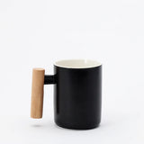 Nordic Wooden Handle Ceramic Porcelain Mug Coffee Cups