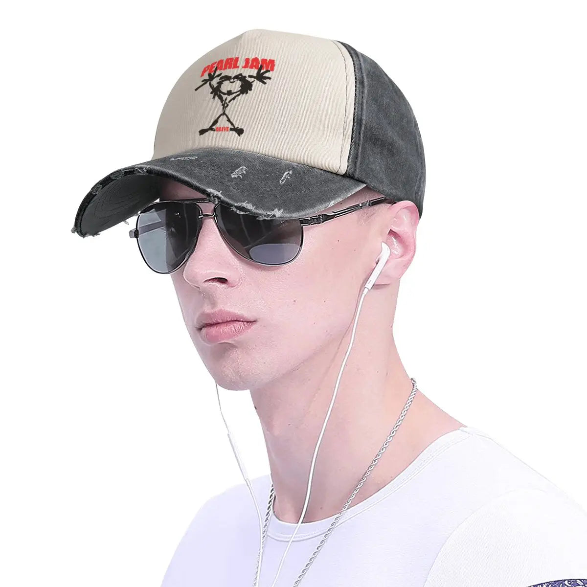 Baseball Cap Pearls Jam Rock Band Outfit for