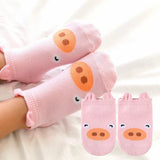 4Pairs/lot Cute Cartoon Non-slip Baby Socks Newborn Toddler