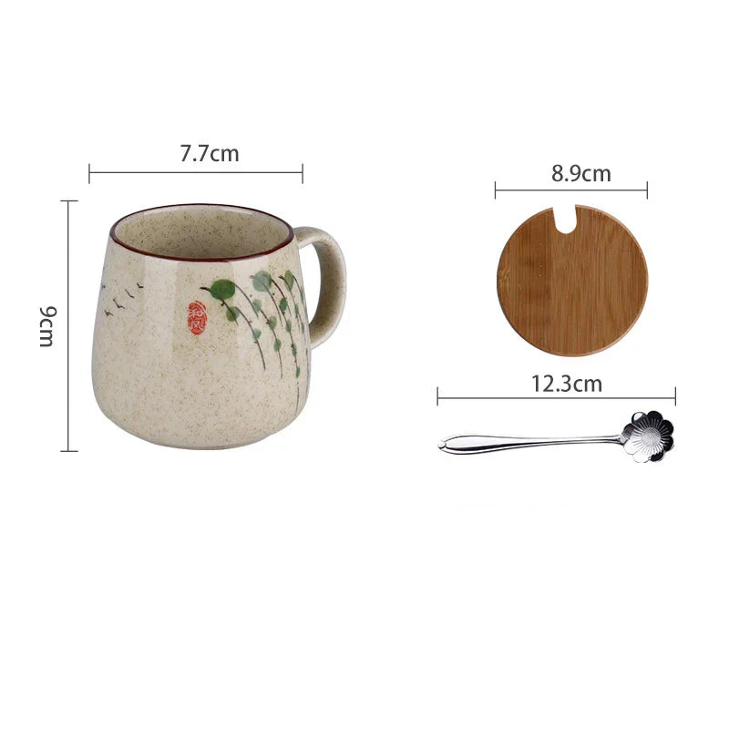 YWDL 380ml Japanese Retro Style Ceramic Coffe Mug
